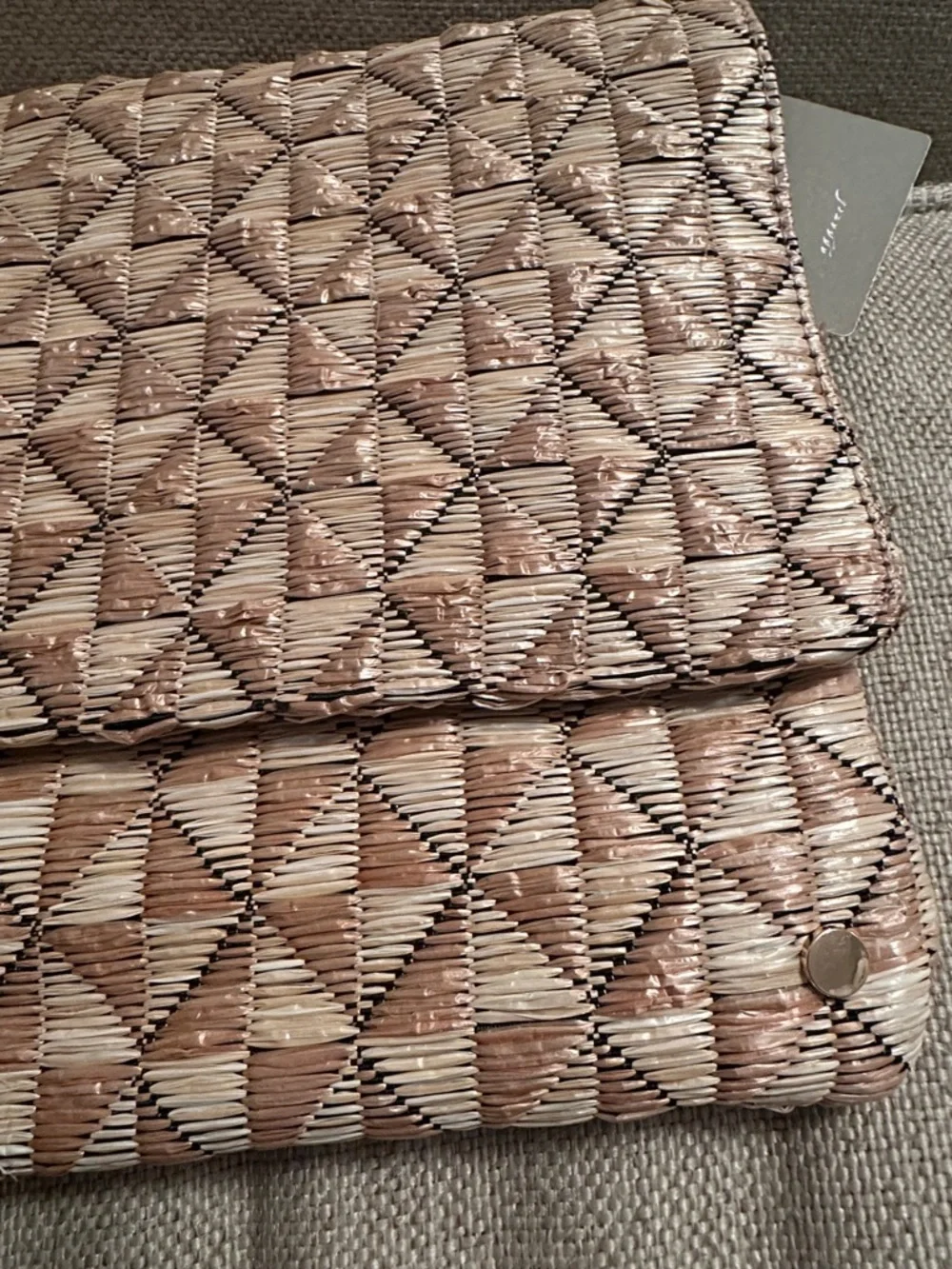NWT Anthropologie Tan and Cream Woven Envelope Clutch